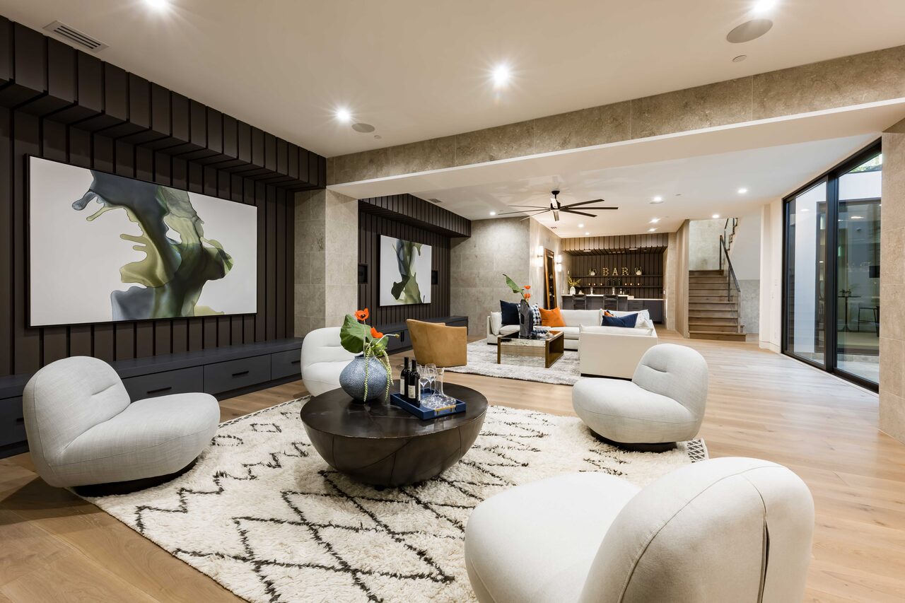 Menlo Park custom home — lower den