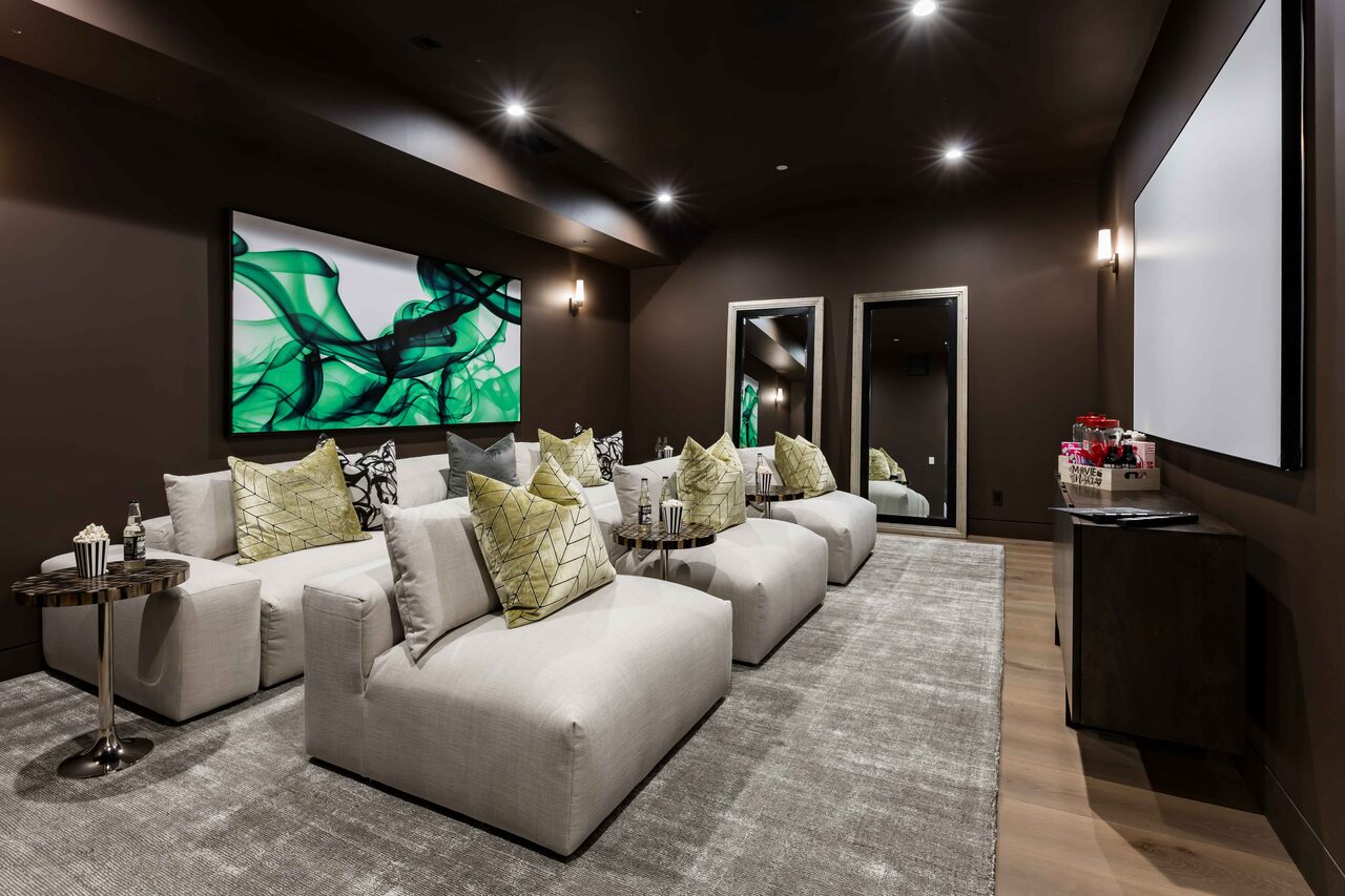 Menlo Park custom home — home theatre