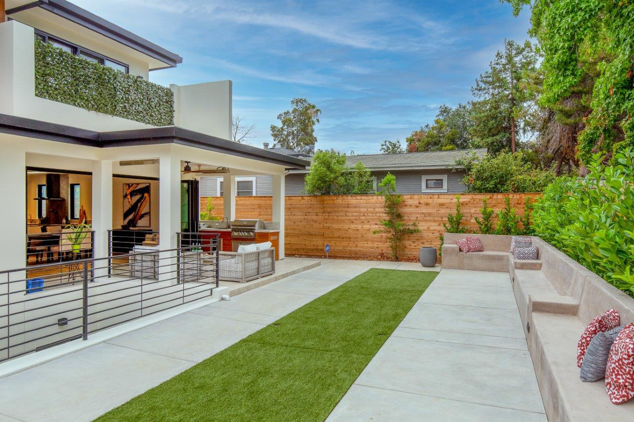 Palo Alto custom home — rear exterior