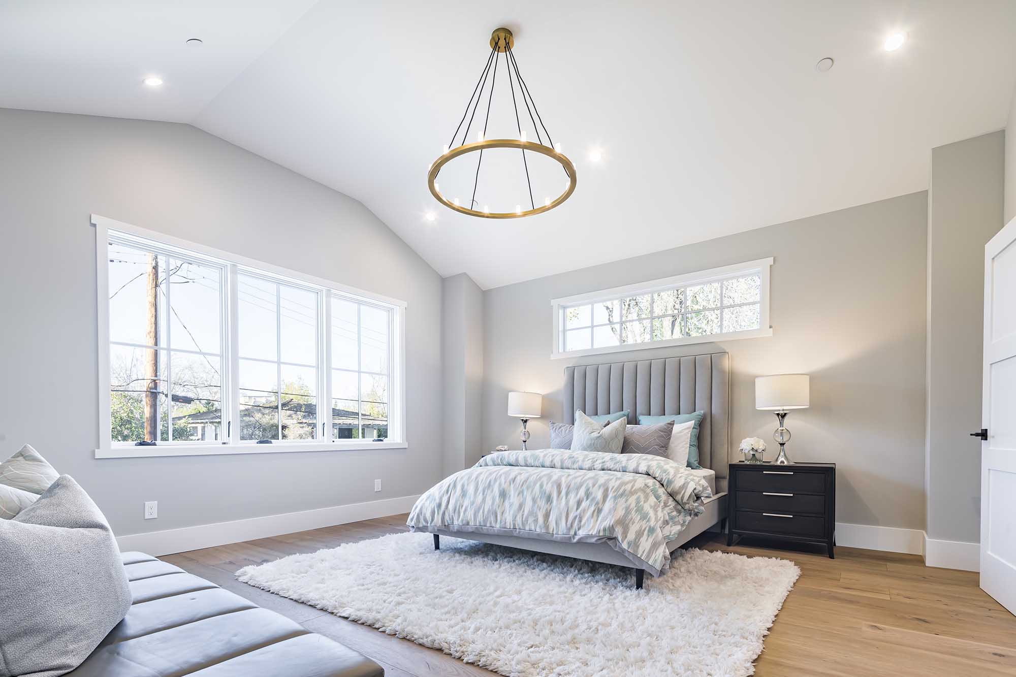 Saratoga modern farmhouse — primary bedroom