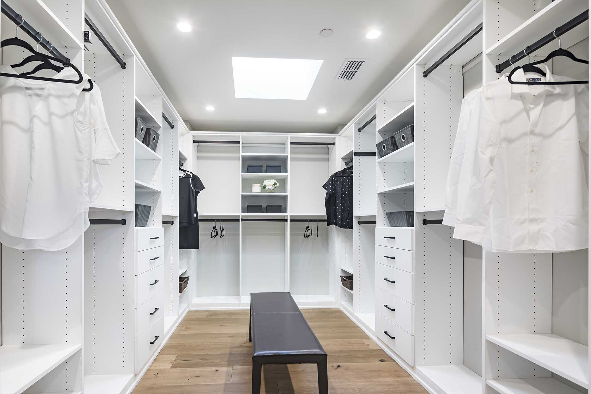 Saratoga modern farmhouse — primary closet
