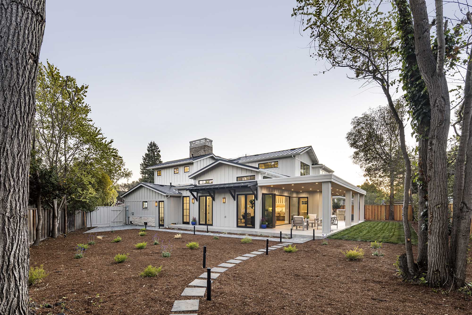 Saratoga modern farmhouse — rear exterior