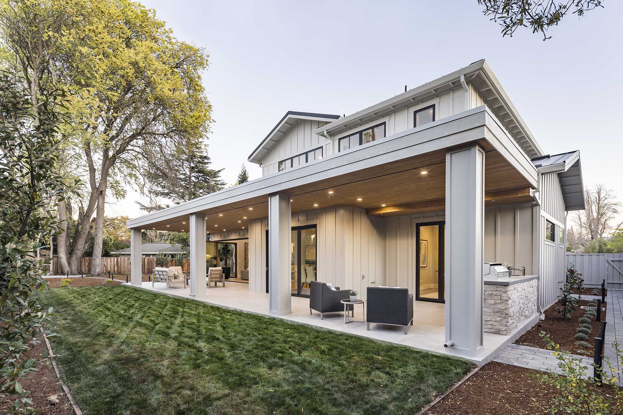 Saratoga modern farmhouse — rear exterior