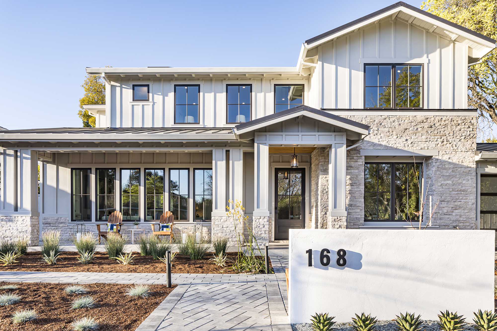 Saratoga modern farmhouse — front exterior